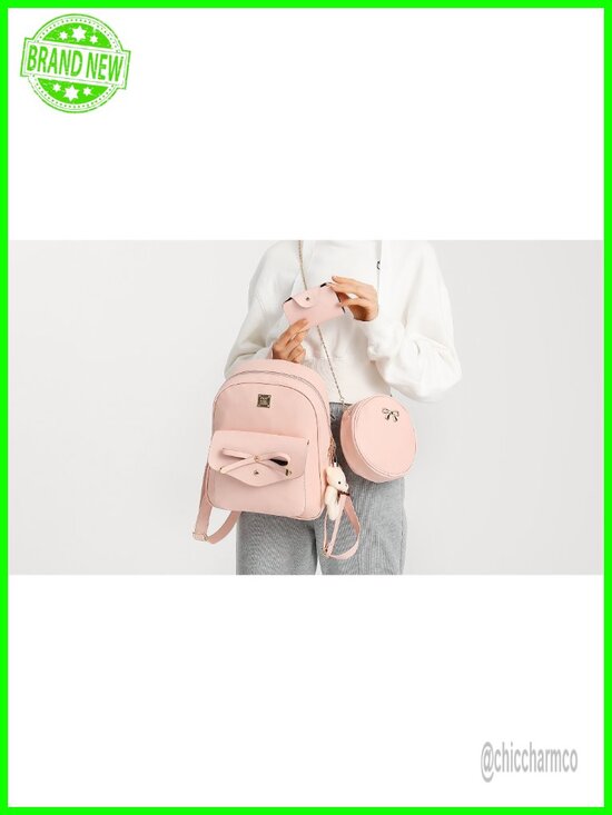 Faux Leather Mini Backpack Purse for Women Bowknot Small Backpack Girls Gift main image 3